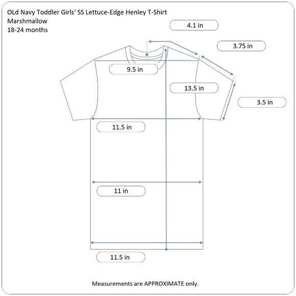 Old Navy Toddler Girls' Short-Sleeve Lettuce-Edge Henley T-Shirt NWT - Picture 8 of 9